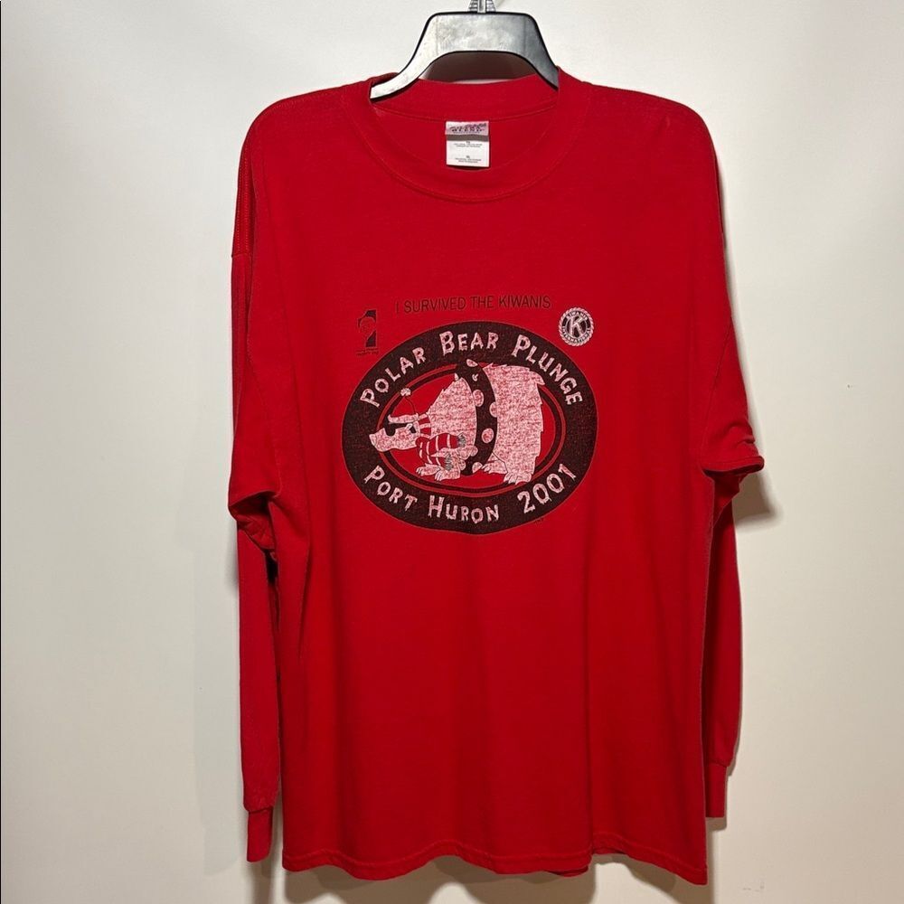 Gildan Red Polar Bear Plunge Long Sleeve Tee